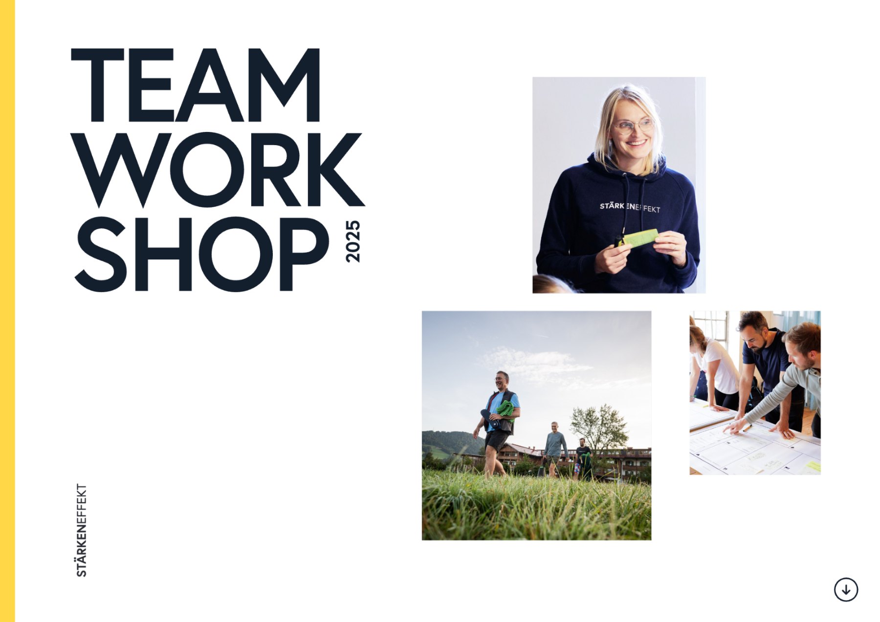 Broschüre zum Team-Workshop 2025: der Titel und die drei Formate Let’s go, Momentum und Retreat